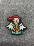 Angel with Flower Patch - iron-on embroidered patch
