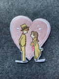 Bride and Groom Heart Patch - iron-on embroidered patch
