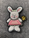 Bunny in Dress Patch - iron-on embroidered patch