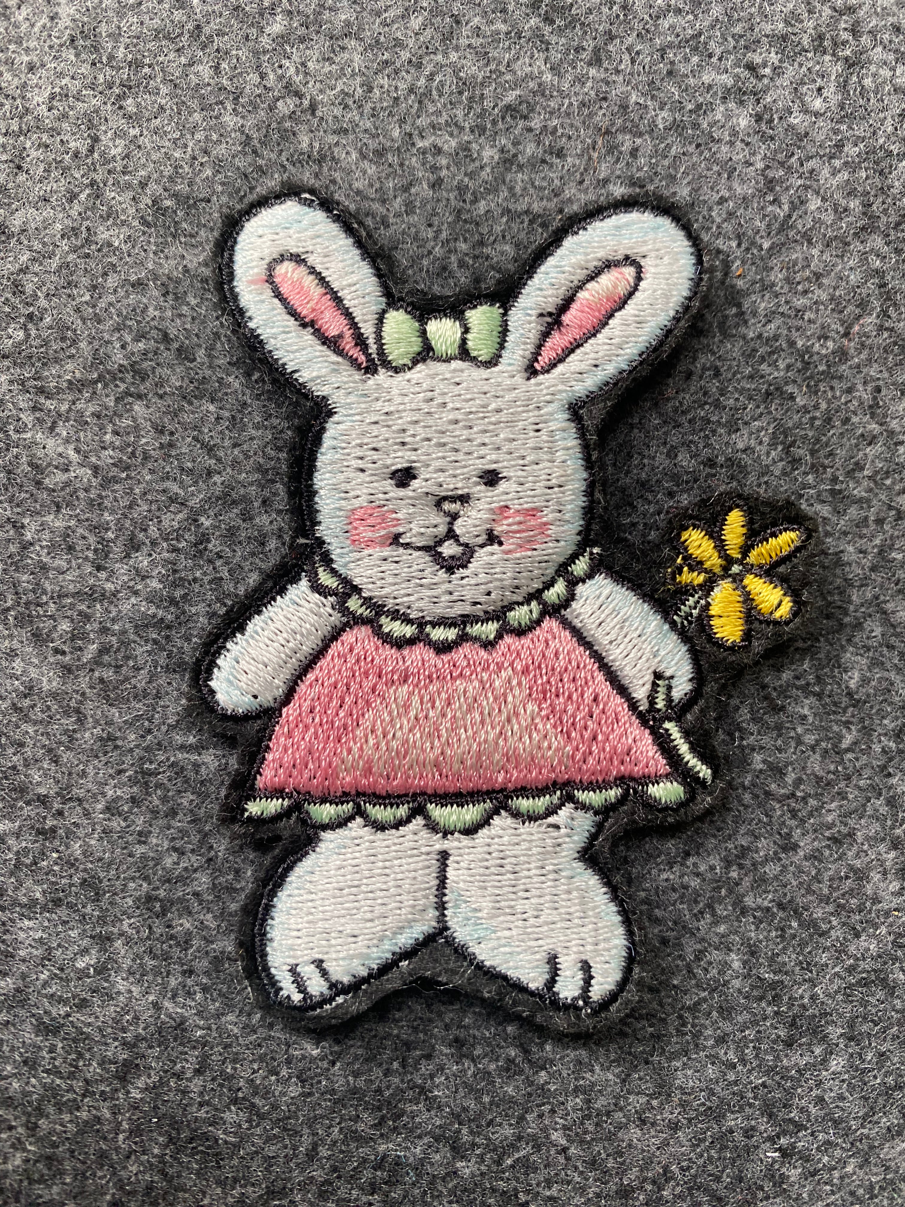 Bunny in Dress Patch - iron-on embroidered patch