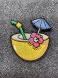 Coconut Cocktail with Umbrella Patch - iron-on embroidered patch