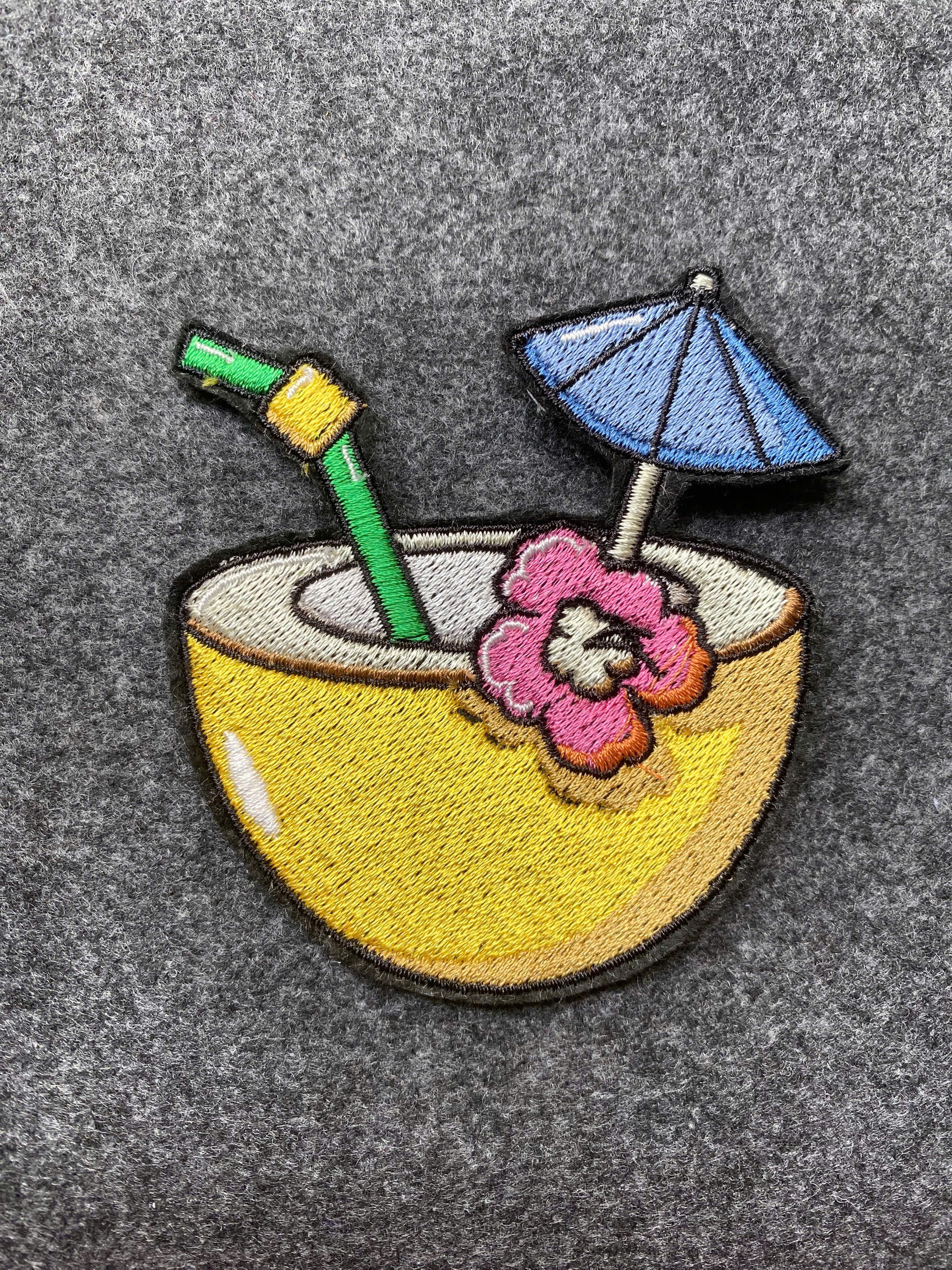 Coconut Cocktail with Umbrella Patch - iron-on embroidered patch