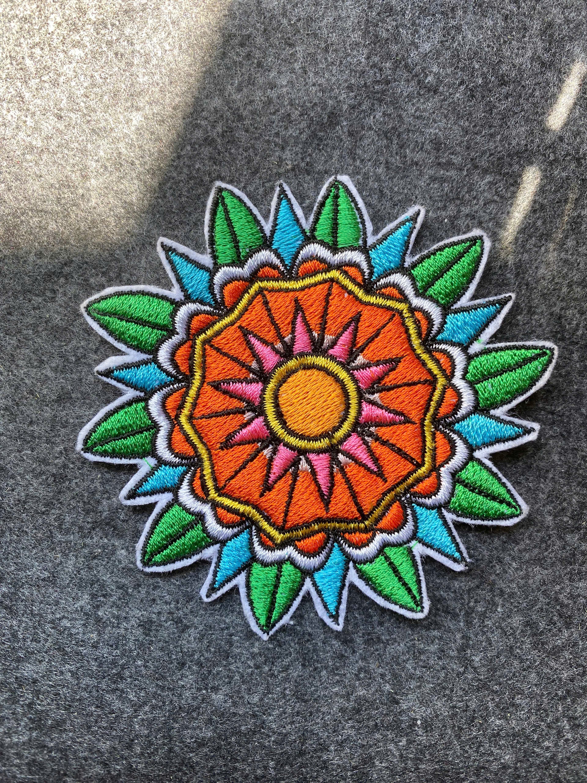 Colorful Mandala Flower Patch - iron-on embroidered patch
