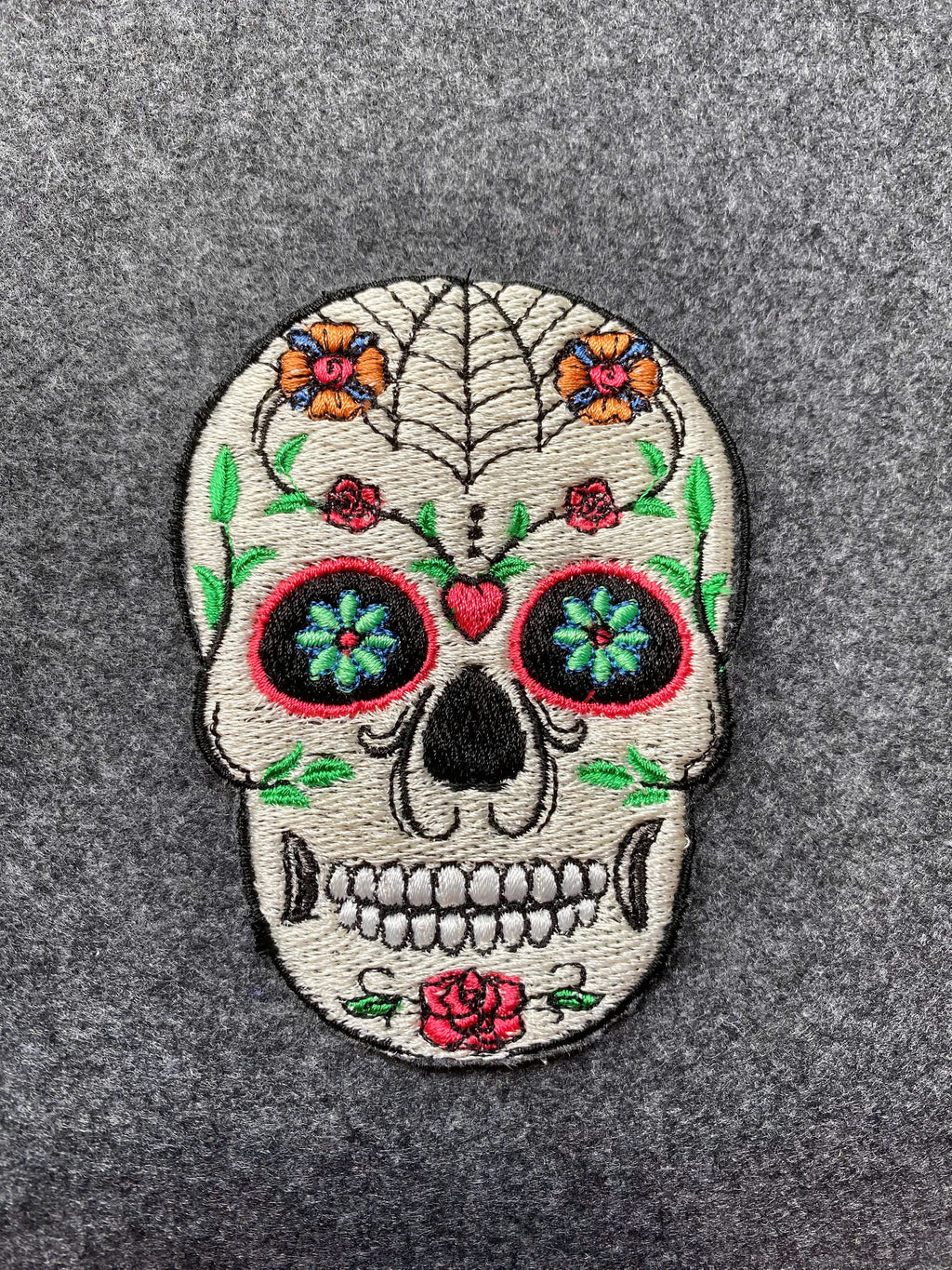 Colorful Sugar Skull Patch - iron-on embroidered patch