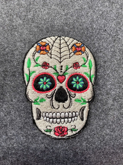 Colorful Sugar Skull Patch - iron-on embroidered patch