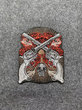 Crossed Revolvers Skull Roses Patch