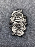 Double Roses Black and White Patch - iron-on embroidered patch
