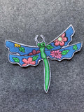 Dragonfly with Flowers Patch - iron-on embroidered patch