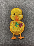 Duck with Flower Patch - iron-on embroidered patch