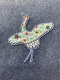 Floral Crane Bird Patch - iron-on embroidered patch