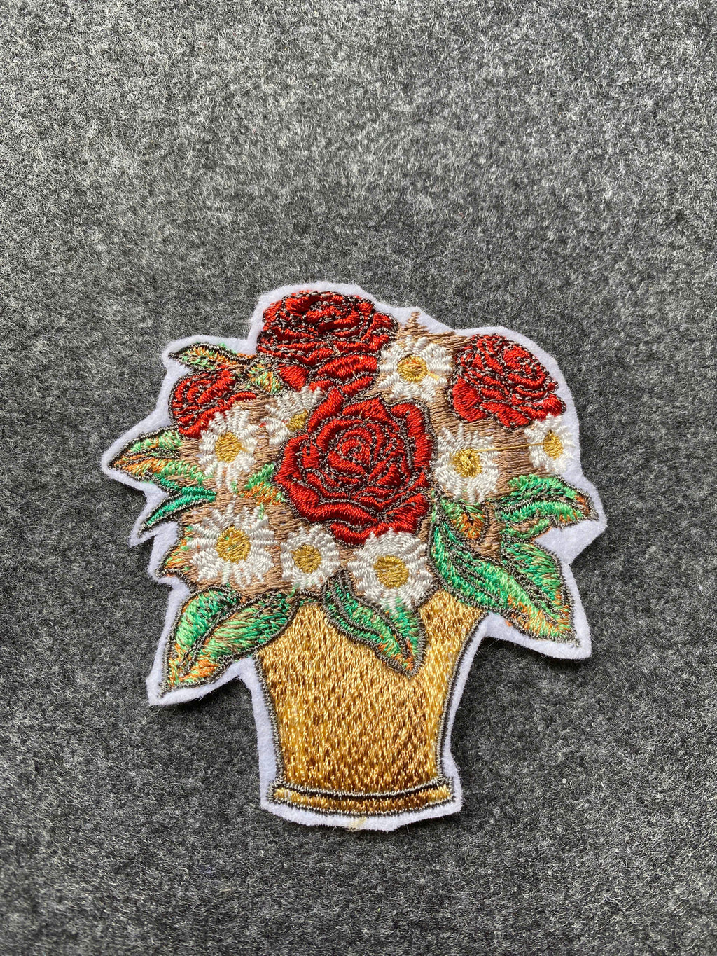 Flower Basket Patch - iron-on embroidered patch
