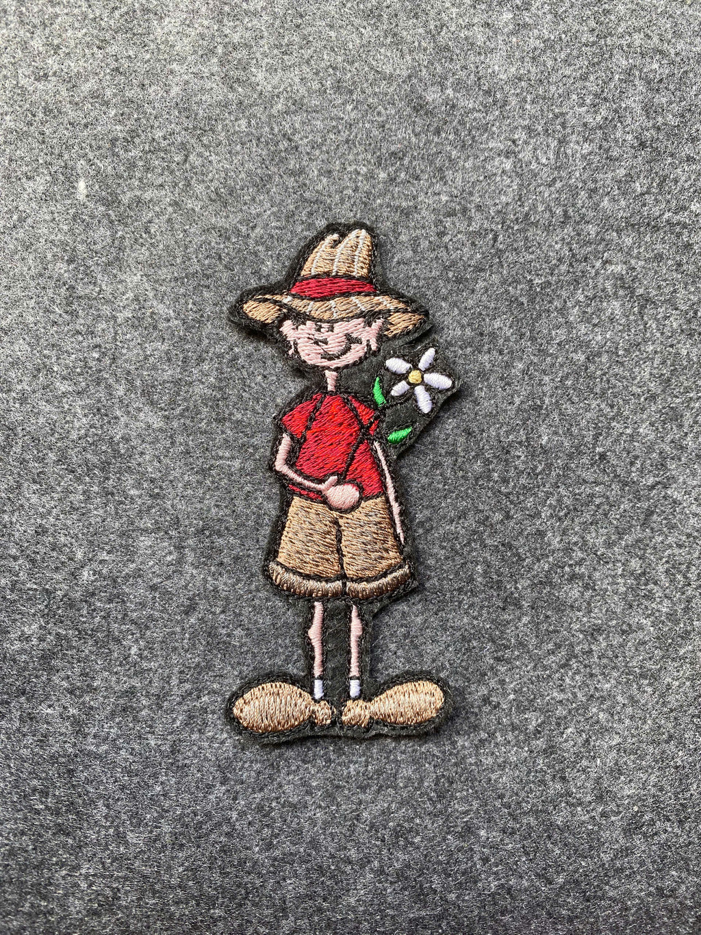 Garden Boy with Flower Patch - iron-on embroidered patch