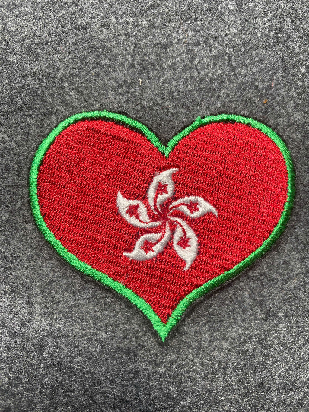 Heart Hong Kong Flag Patch - iron-on embroidered patch
