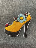 High Heel Shoe with Flower Patch - iron-on embroidered patch
