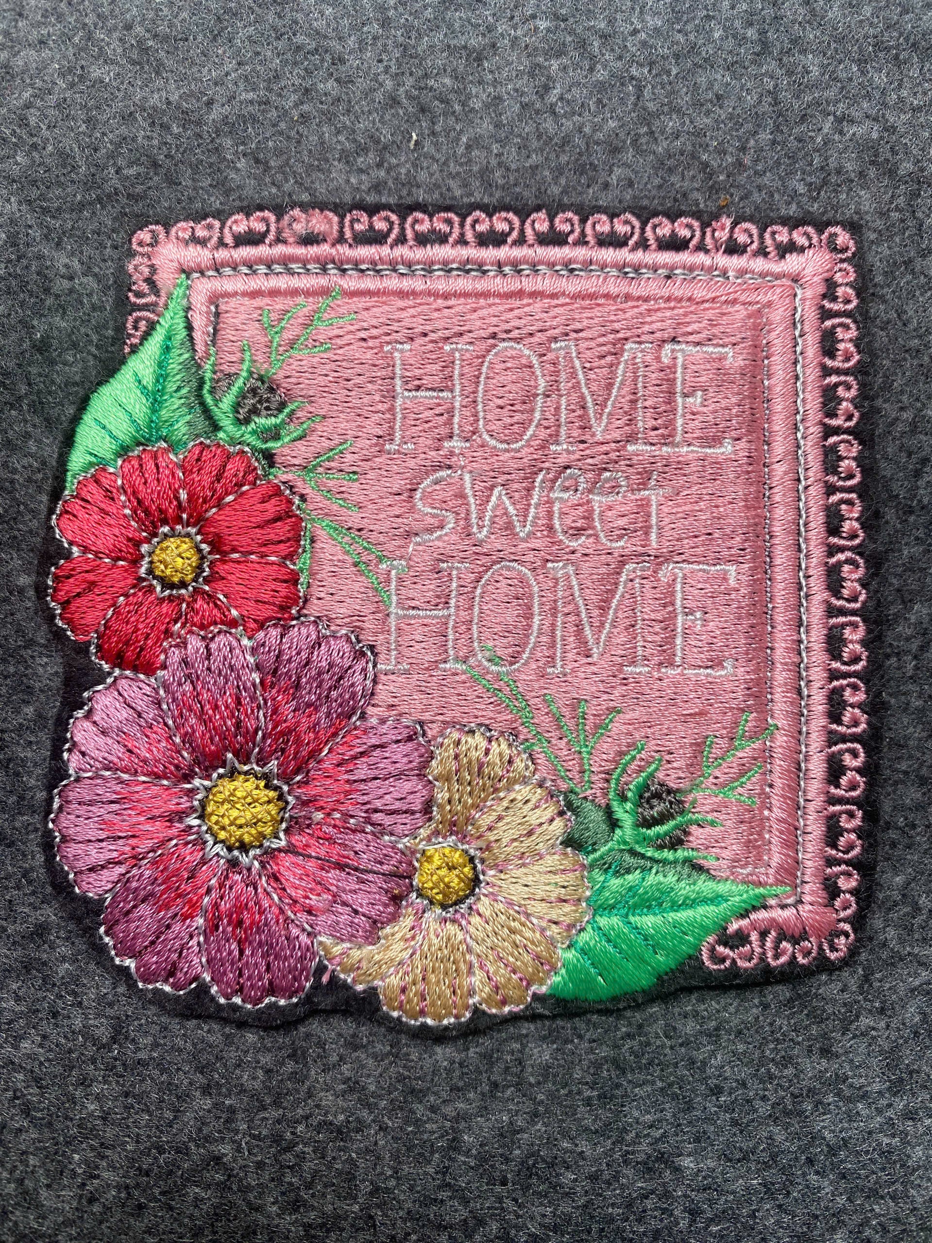 Home Sweet Home Flowers Patch - iron-on embroidered patch
