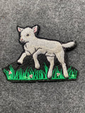 Lamb in the Grass Patch - iron-on embroidered patch