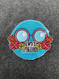 Love Peace Glasses Flowers Patch - iron-on embroidered patch
