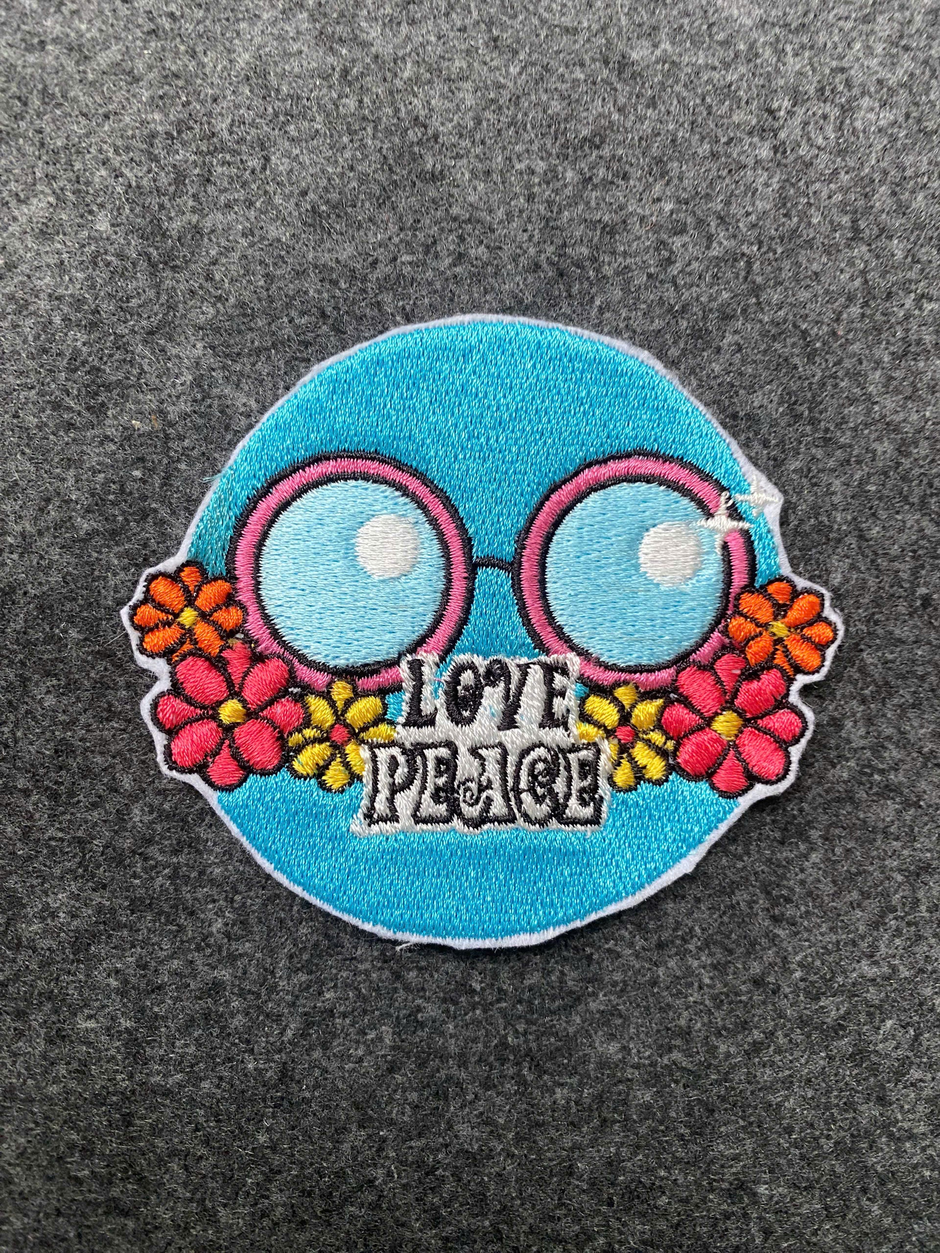 Love Peace Glasses Flowers Patch - iron-on embroidered patch