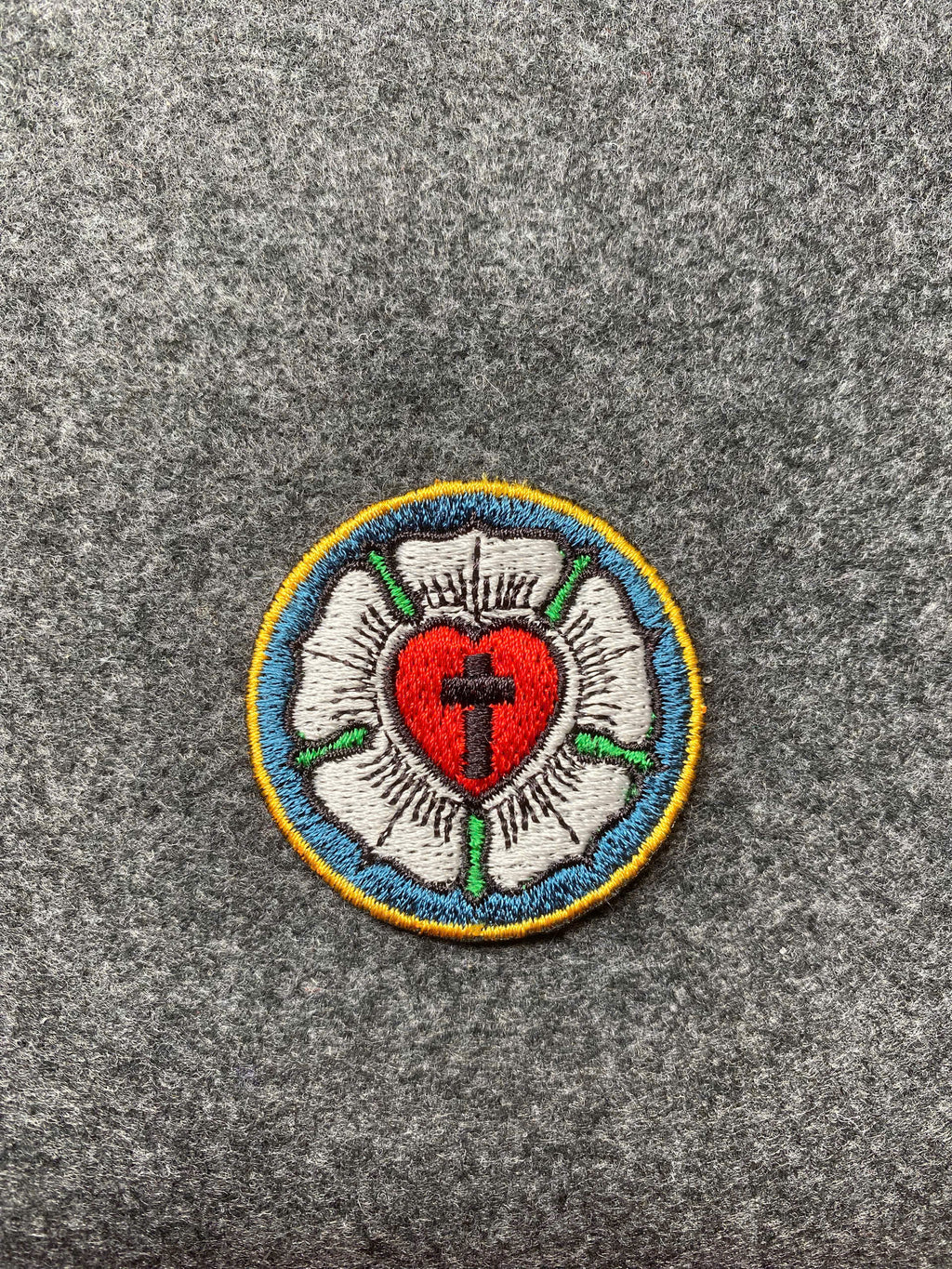 Lutheran Rose Cross Badge Patch - iron-on embroidered patch