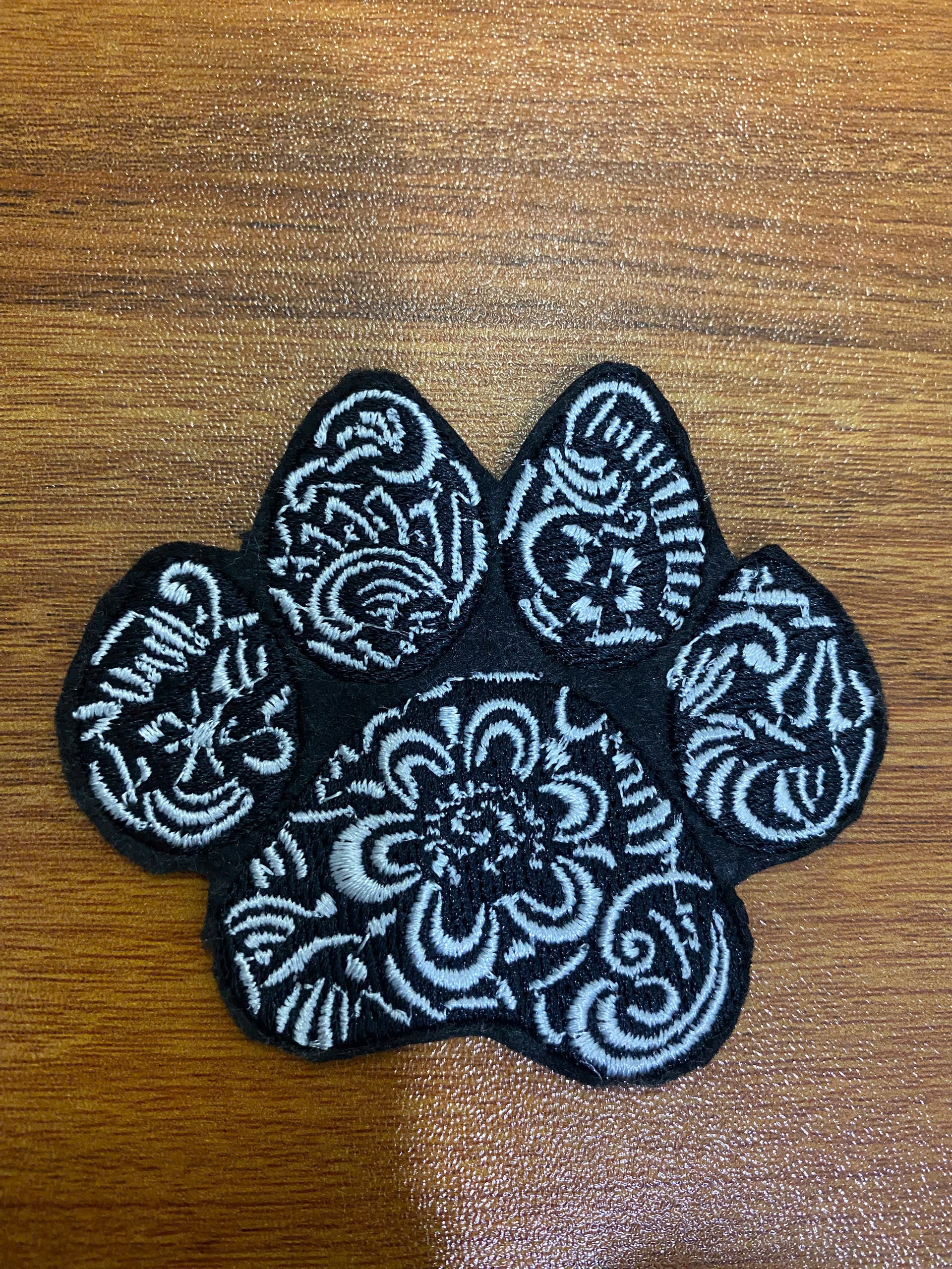 Paw Print Mandala Patch - iron-on embroidered patch