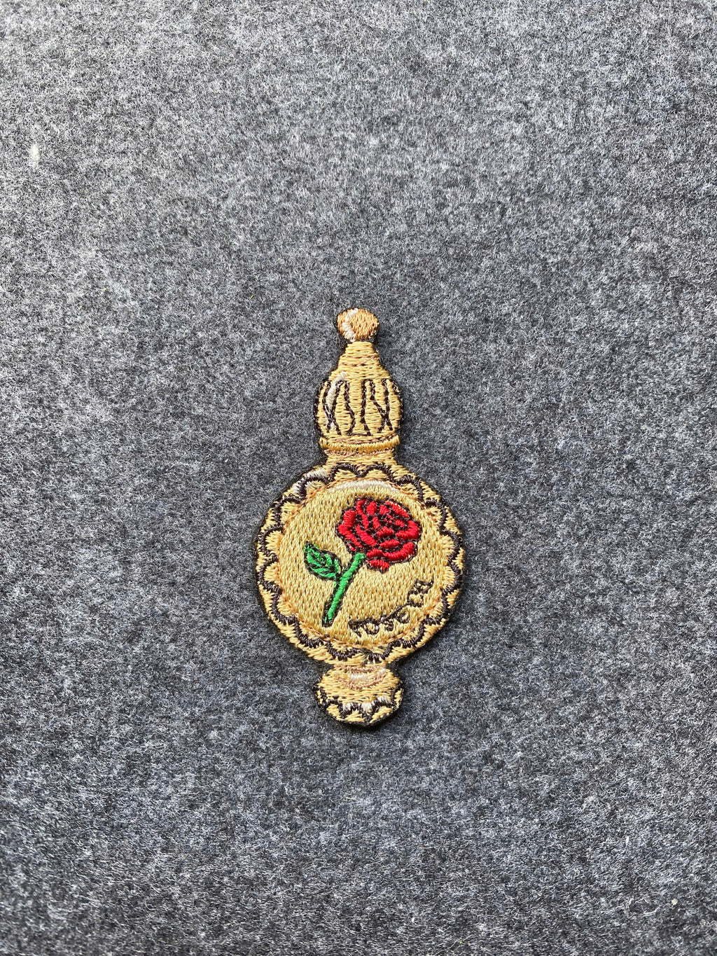 Rose Perfume Bottle Patch - iron-on embroidered patch
