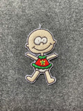 Smiling Baby with Flower Patch - iron-on embroidered patch