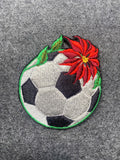 Soccer Ball with Poinsettia Patch - iron-on embroidered patch