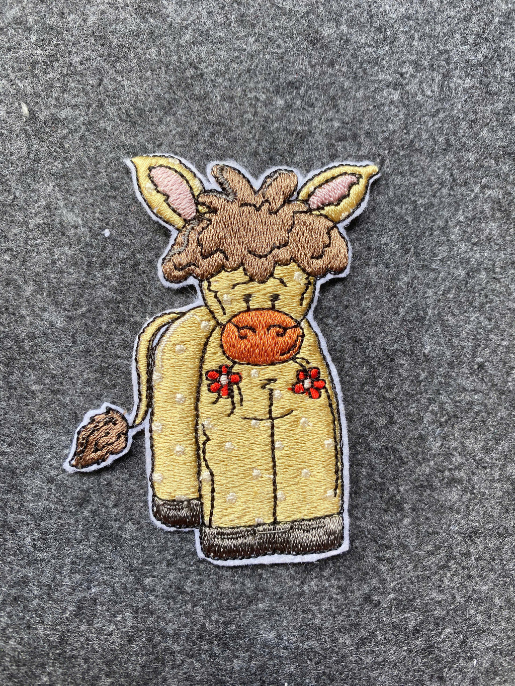 Spotted Donkey with Flowers Patch - iron-on embroidered patch