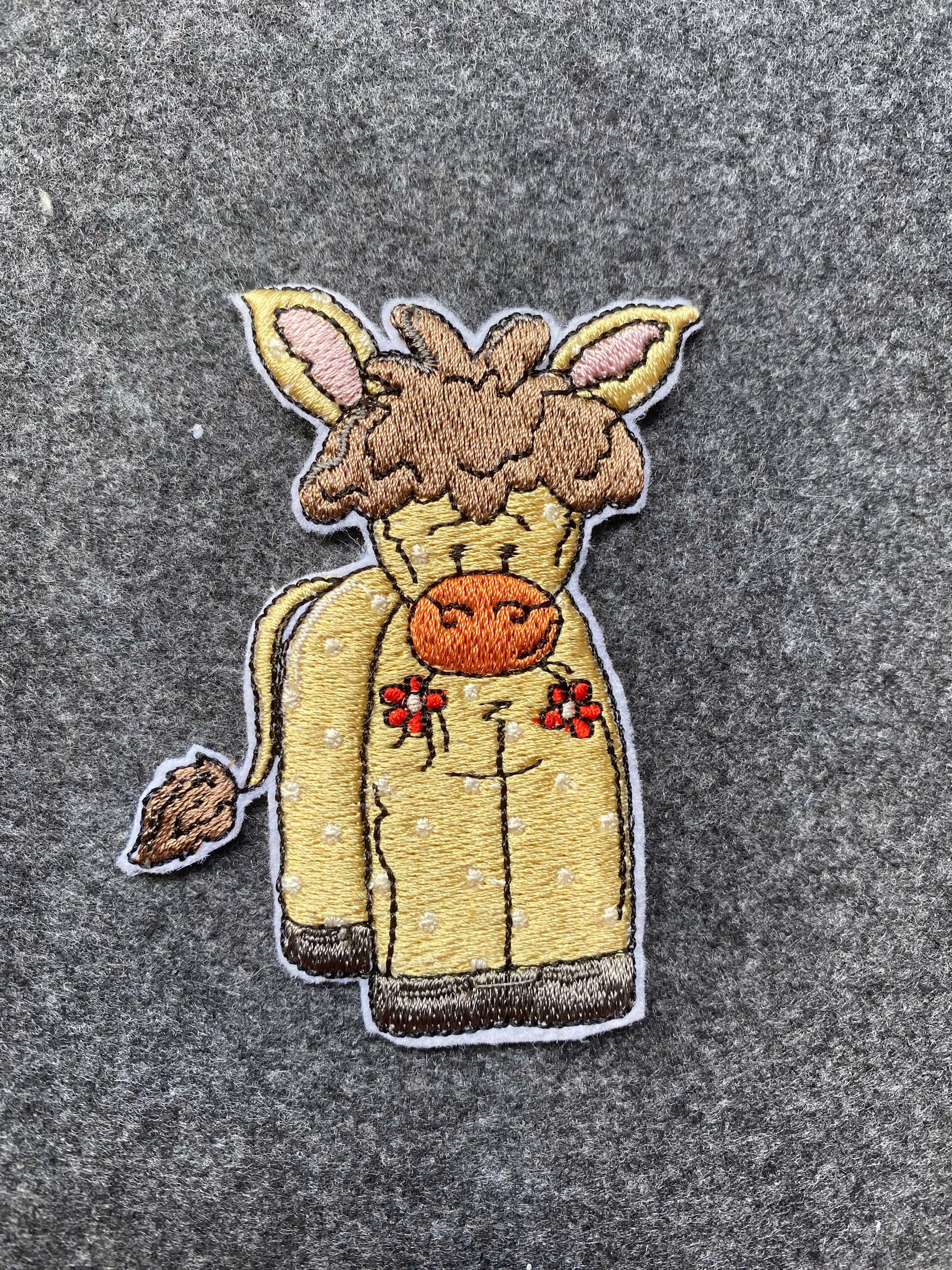 Spotted Donkey with Flowers Patch - iron-on embroidered patch