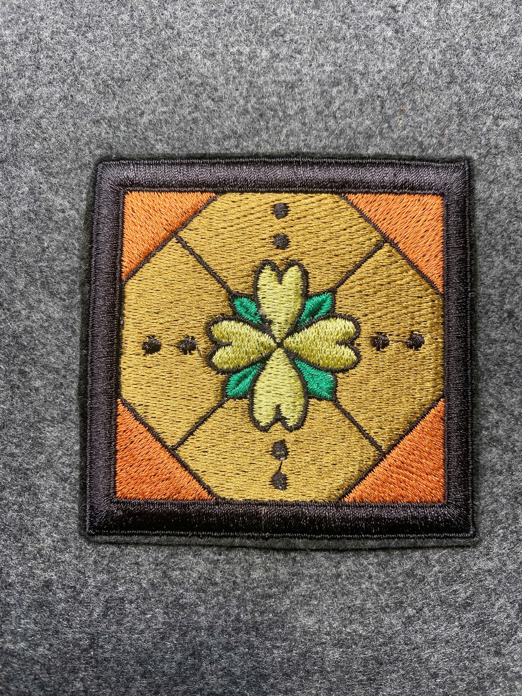 Square Clover Mandala Patch - iron-on embroidered patch