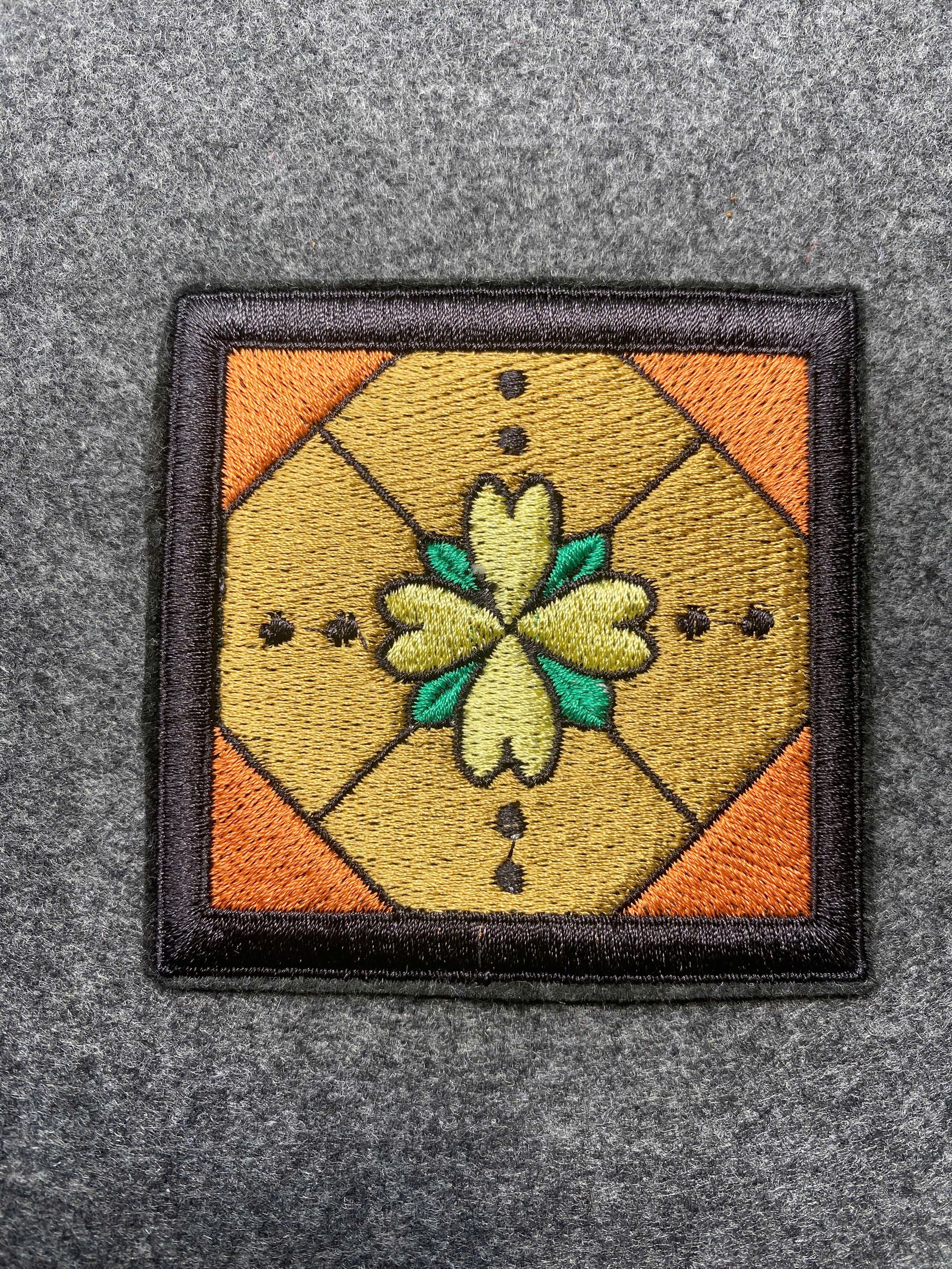 Square Clover Mandala Patch - iron-on embroidered patch