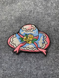 Sun Hat with Flowers Patch - iron-on embroidered patch