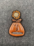 Sunflower Pumpkin Face Patch - iron-on embroidered patch