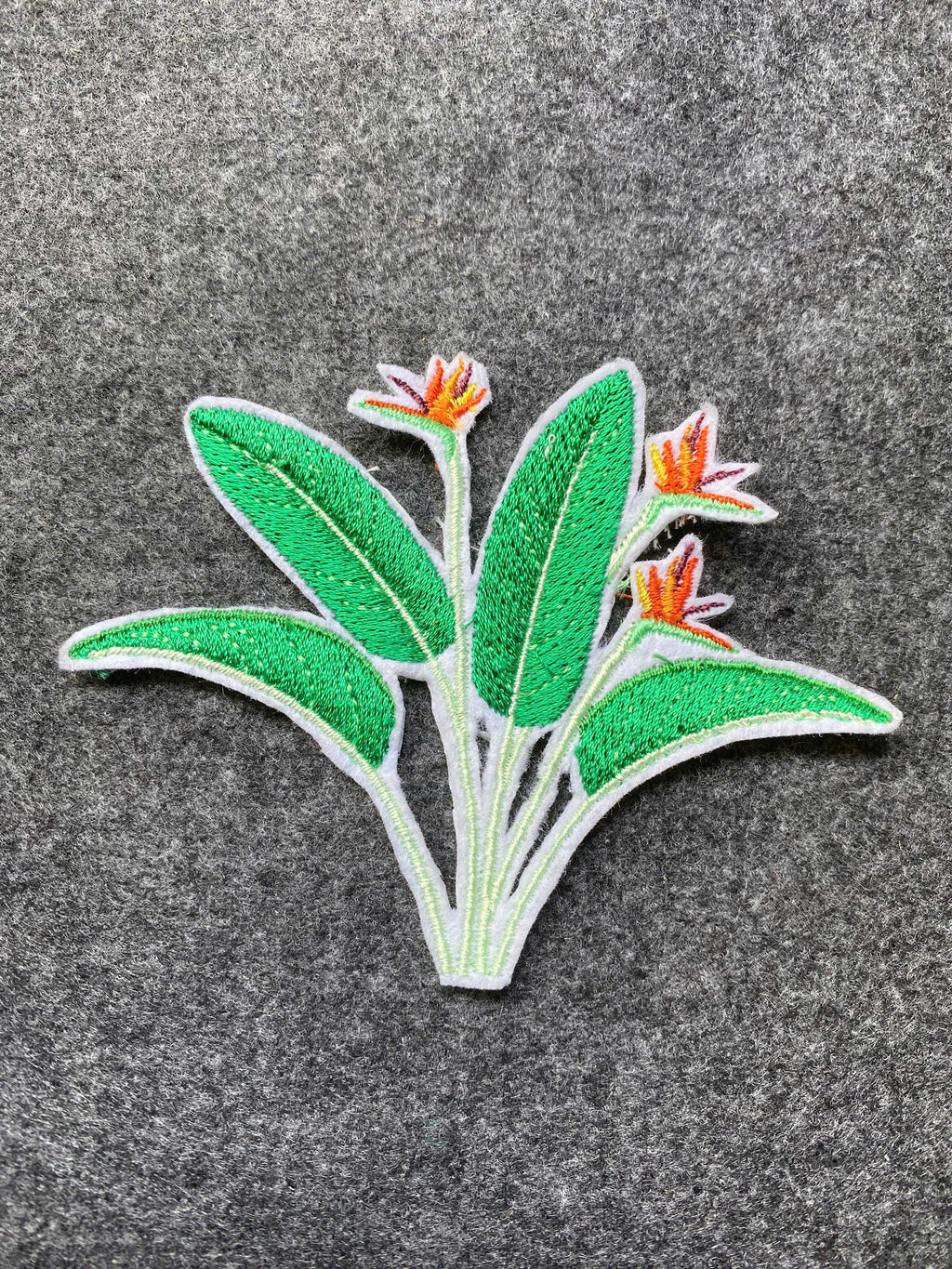 Tropical Bird of Paradise Leaf Patch - iron-on embroidered patch