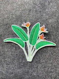 Tropical Bird of Paradise Leaf Patch - iron-on embroidered patch