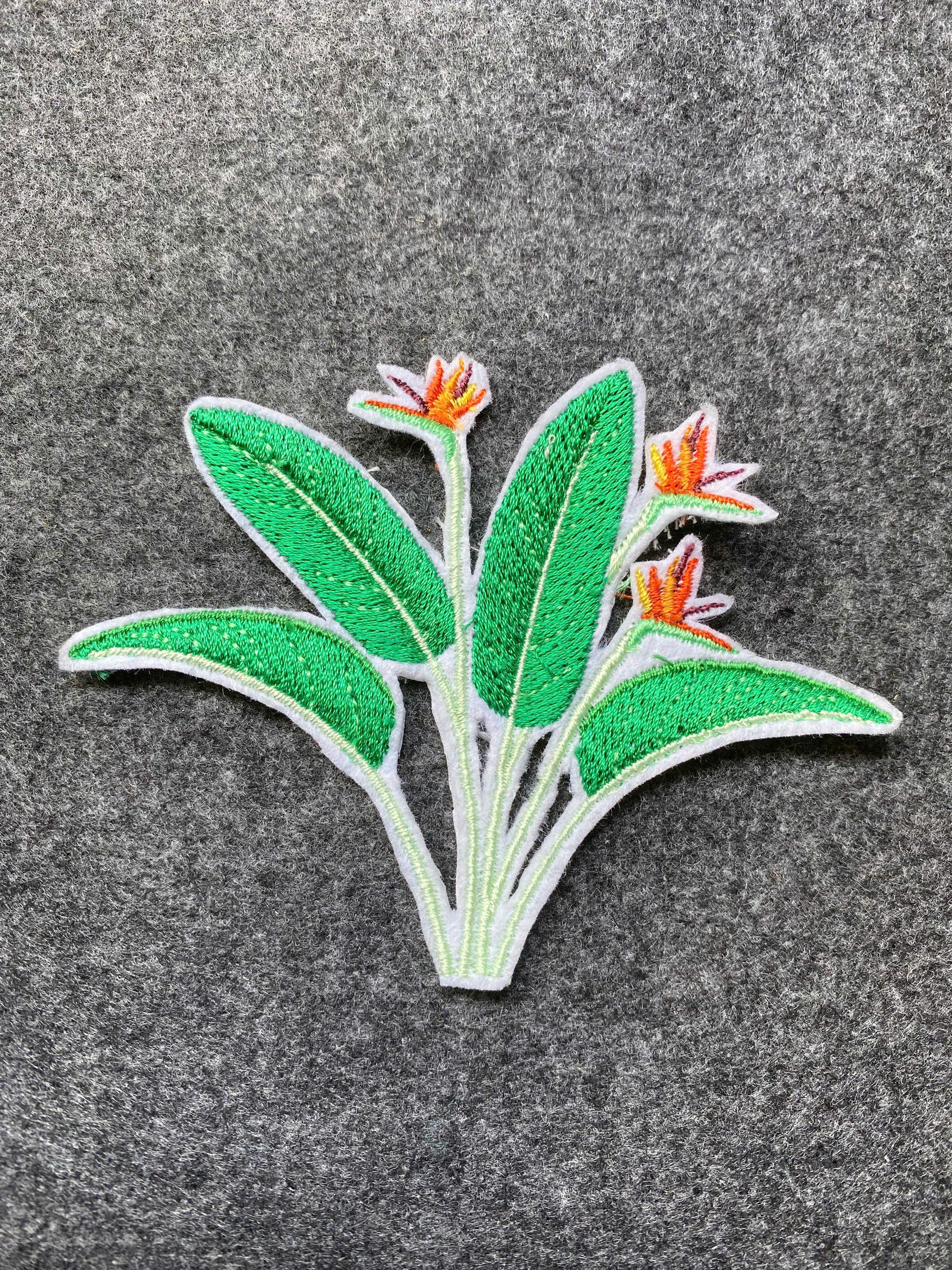 Tropical Bird of Paradise Leaf Patch - iron-on embroidered patch