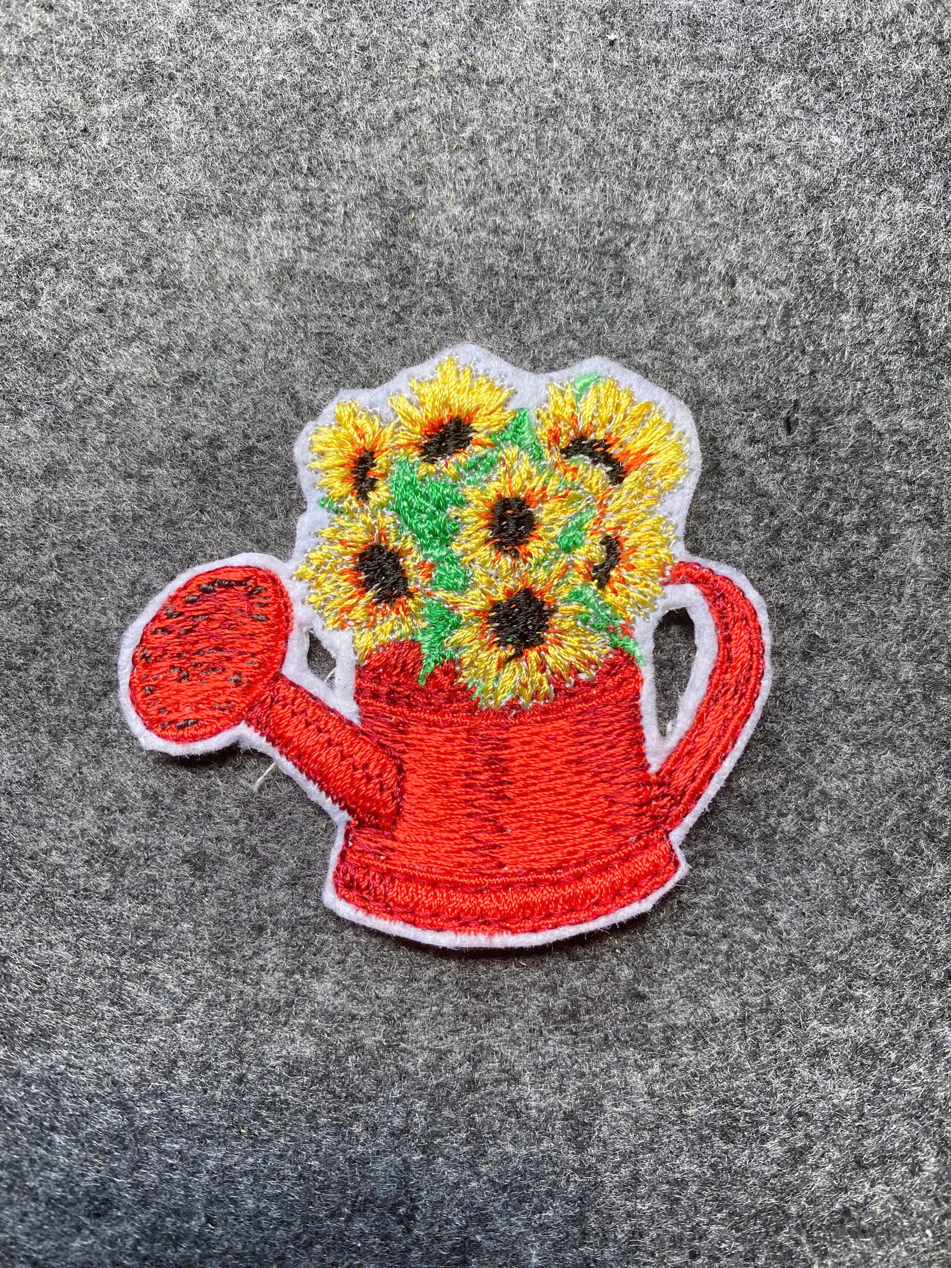 Watering Can Sunflowers Patch - iron-on embroidered patch