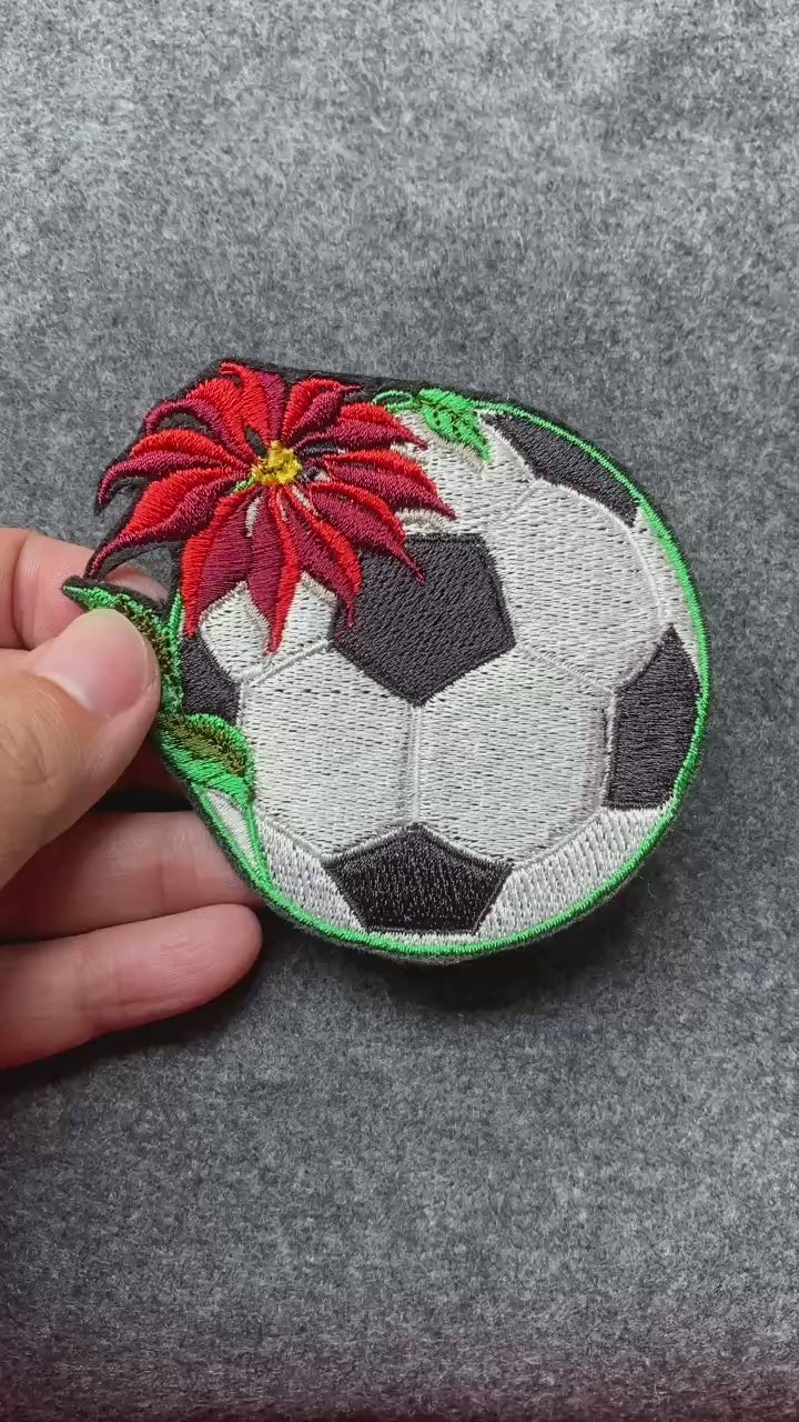 Soccer Ball with Poinsettia Patch