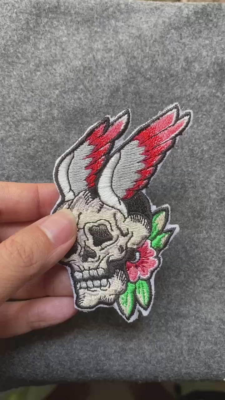 Skull with Rose Wings Patch