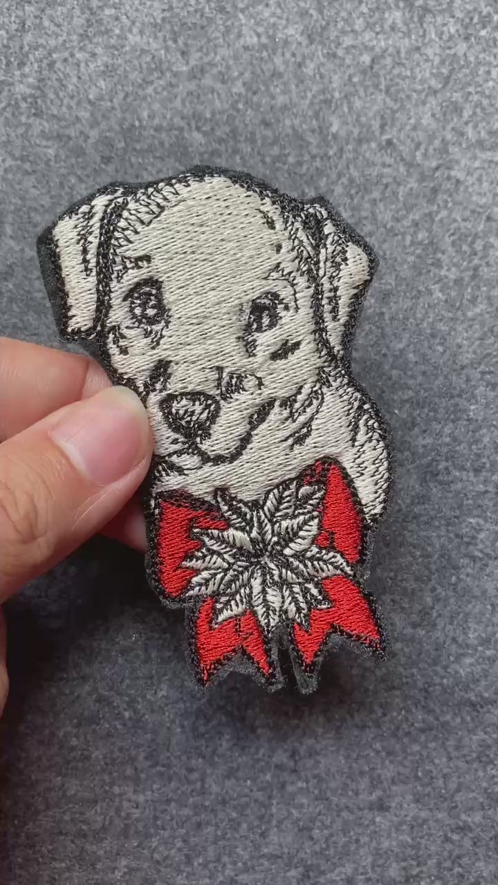 Puppy with Holly Bow Patch