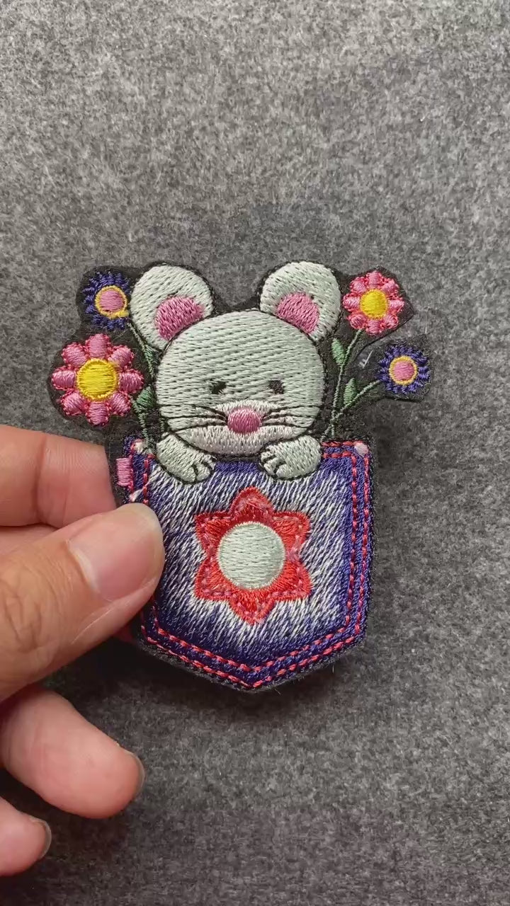 Mouse in Pocket Flowers Patch