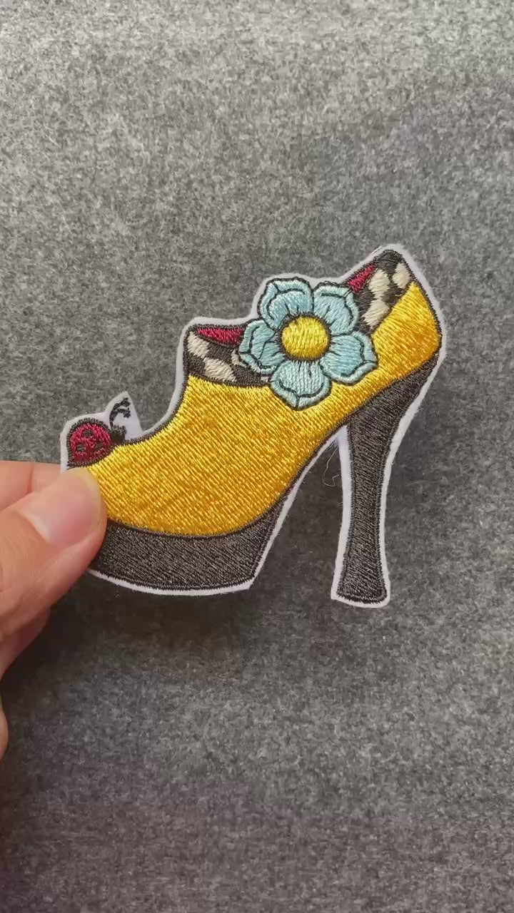 High Heel Shoe with Flower Patch