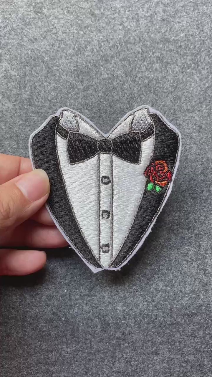 Tuxedo Heart with Rose Patch