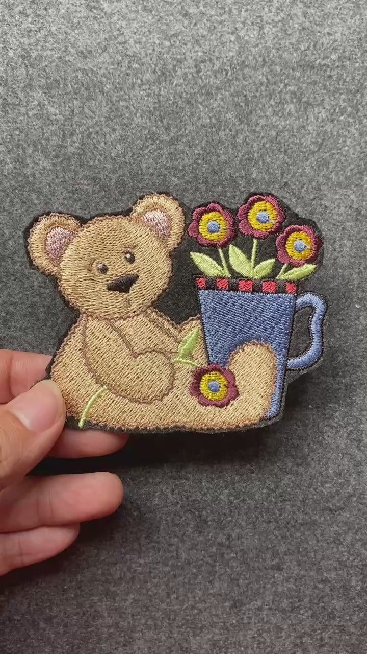 Teddy Bear with Flower Vase Patch