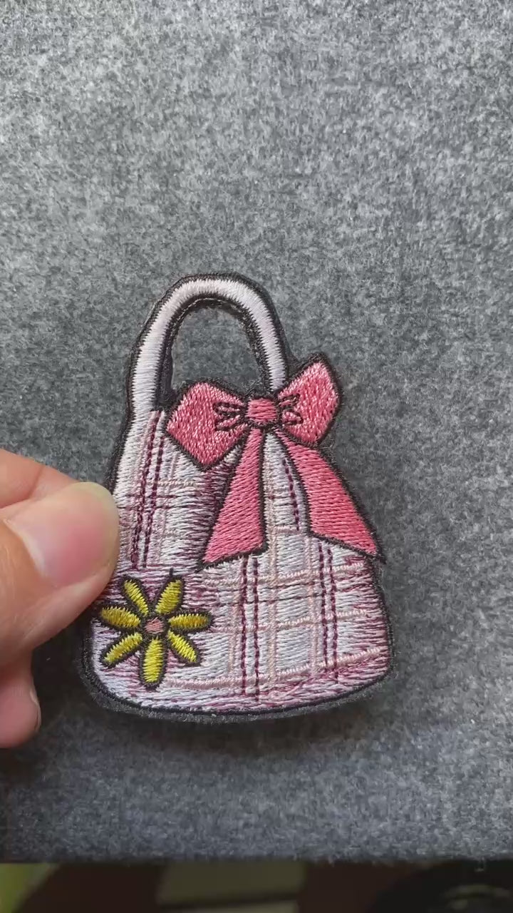 Handbag with Bow Flower Patch