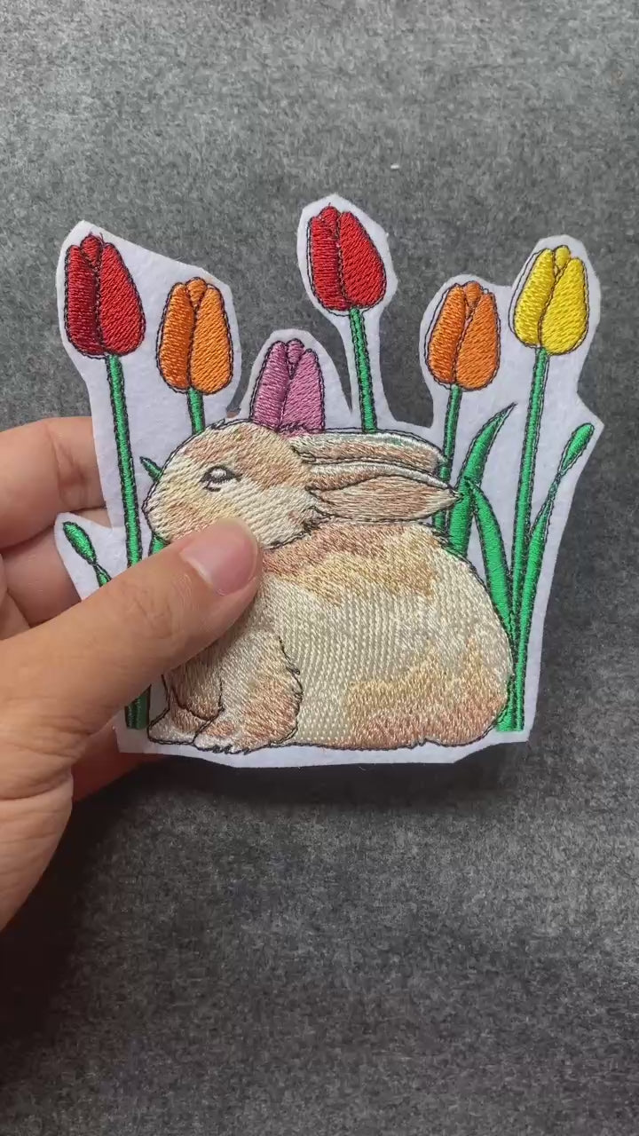 Bunny with Tulips Patch