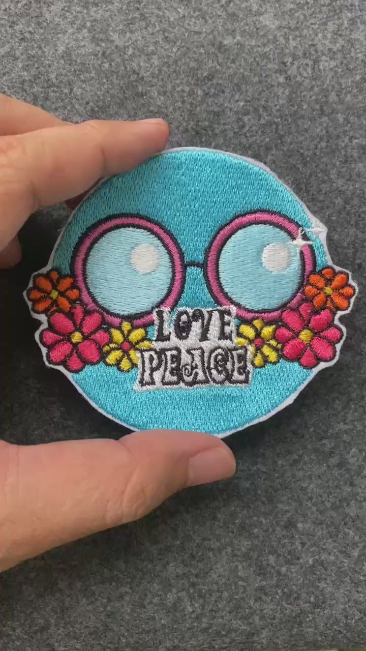Love Peace Glasses Flowers Patch