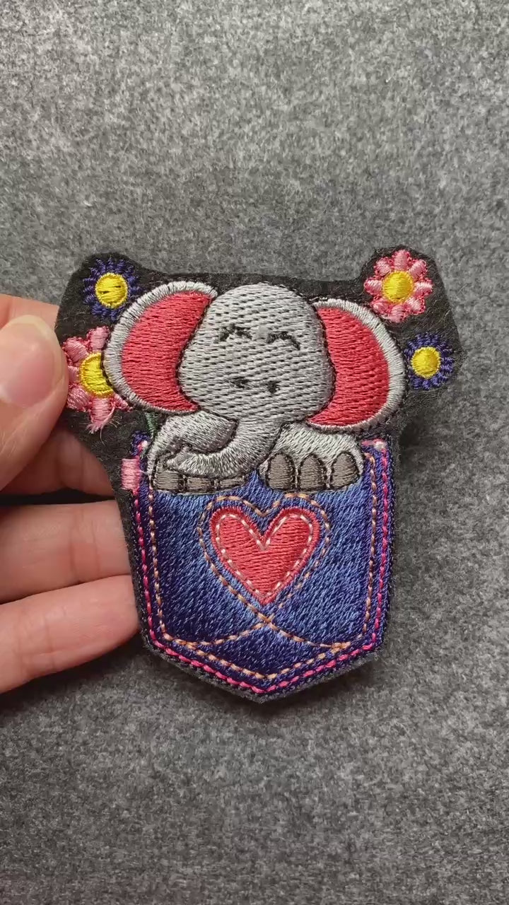 Elephant in Pocket Heart Patch