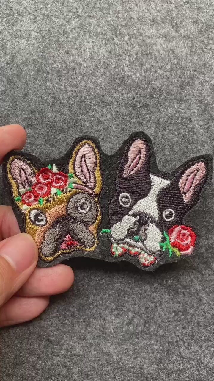 Boston Terrier Duo Floral Patch
