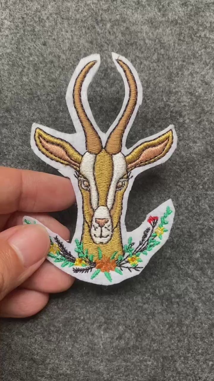 Antelope Head with Flowers Patch